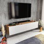 Hanah Home Poling Soporte de TV Blanco y Nogal